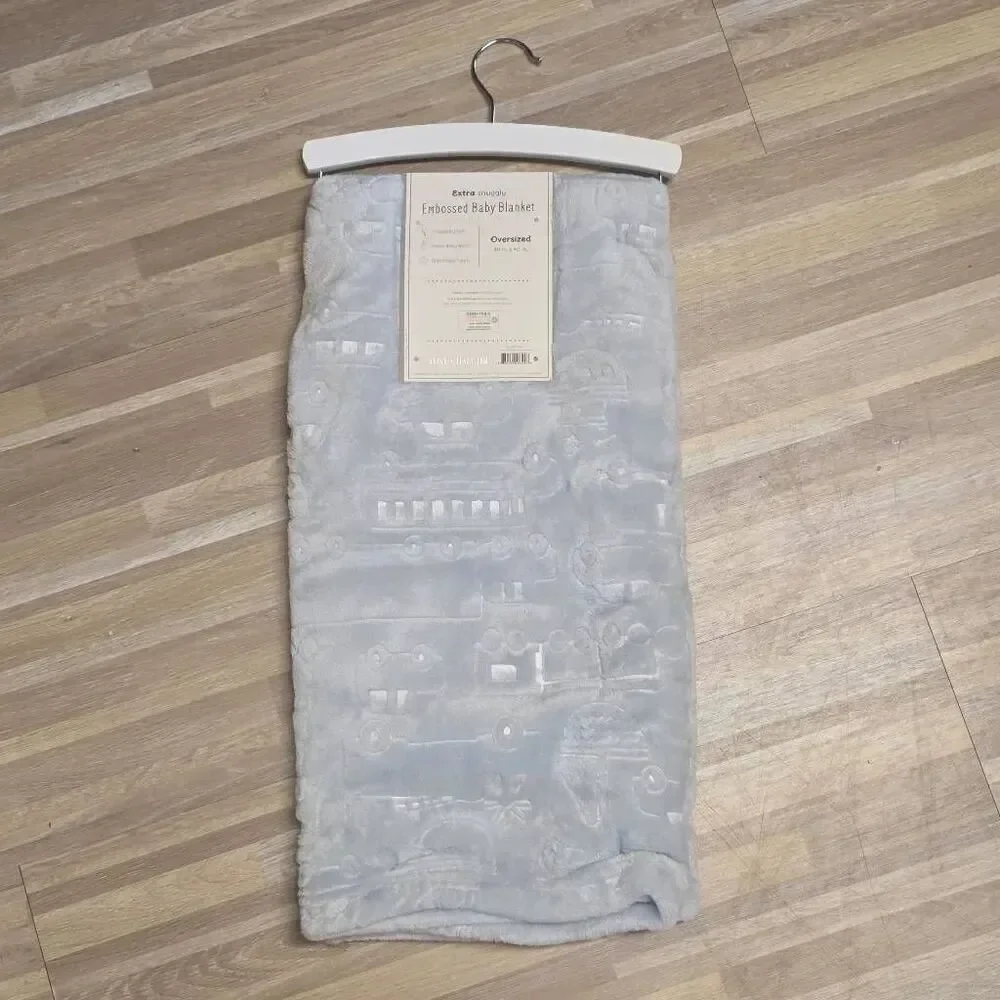 🇬🇪🔹️NWT Just Imagine Blue Oversized 30x40 Embossed Baby Blanket